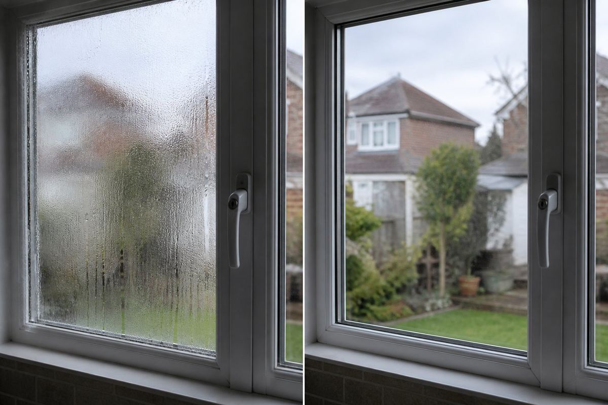 Glazier servicing a sliding patio door at a home in Surrey